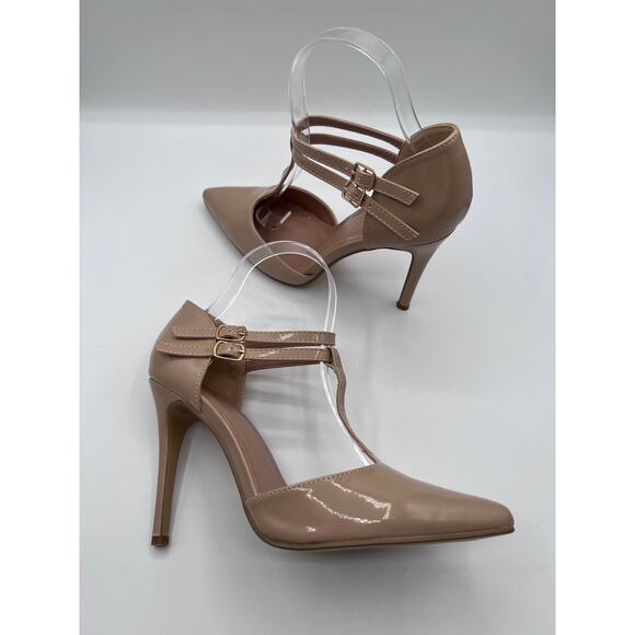 JOURNEE COLLECTION 'TRU' T-STRAP ADJUSTABLE PADDED STILETTO HEEL NUDE 8.5 NEW - Picture 9 of 13